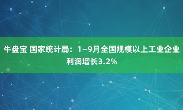 牛盘宝 国家统计局：1—9月全国规模以上工业企业利润增长3.2%